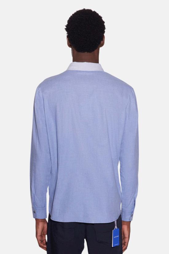  Blue&Cream 긴팔 셔츠 블루&크림 뉴먼 콤보  블루/라이트 데님 칼라 - BLUE&CREAM