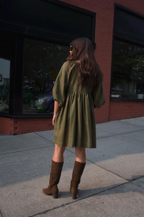  코코볼로 숏 원피스 베이지 드레스 올리브 - COCOBOLO