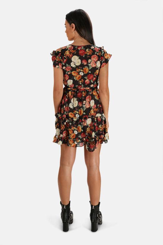  알13 숏 원피스 R13 디컨스트럭티드 베이비돌 드레스 블랙 플로럴 - R13