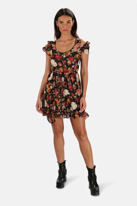  알13 숏 원피스 R13 디컨스트럭티드 베이비돌 드레스 블랙 플로럴