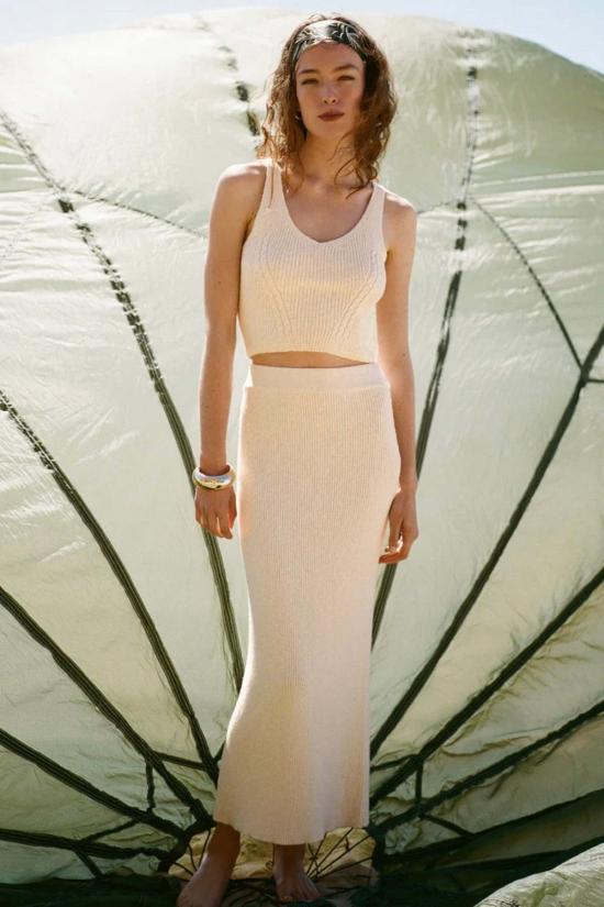  Z Supply 롱 스커트 Anvi 스웨터 스커트 염소 우유
