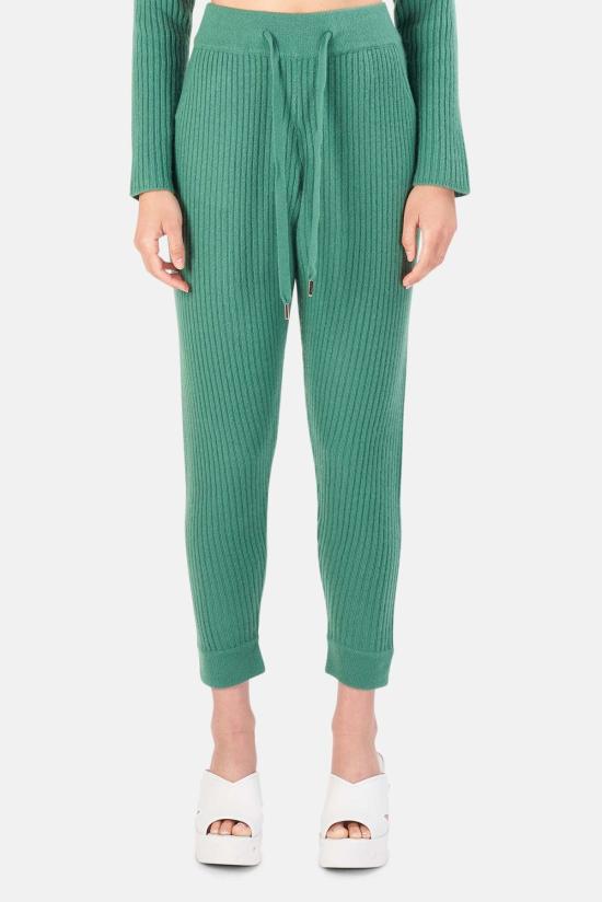  더 타일 클럽 스트레이트 팬츠 타일 클럽 플로렌스 리브드 캐시미어 팬츠 그린