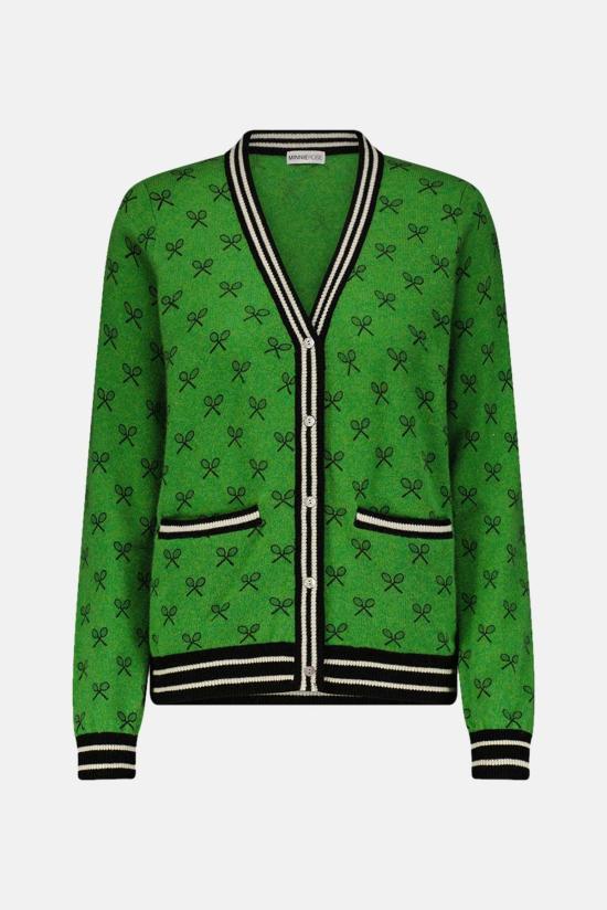  미니 로즈 가디건 테니스 클럽 프린트 카디건 골프 그린