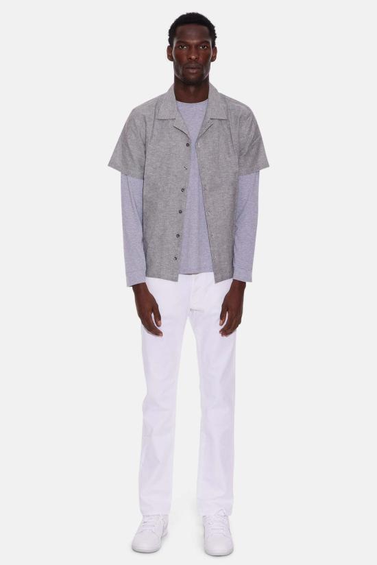  Blue&Cream 반팔 셔츠 블루&크림 샴브레이 캠프  블랙 스트라이프 - BLUE&CREAM