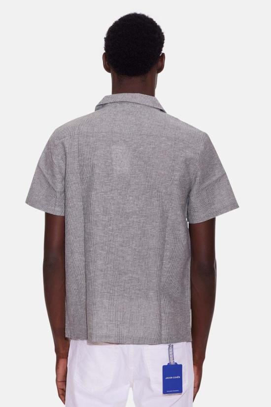  Blue&Cream 반팔 셔츠 블루&크림 샴브레이 캠프  블랙 스트라이프 - BLUE&CREAM