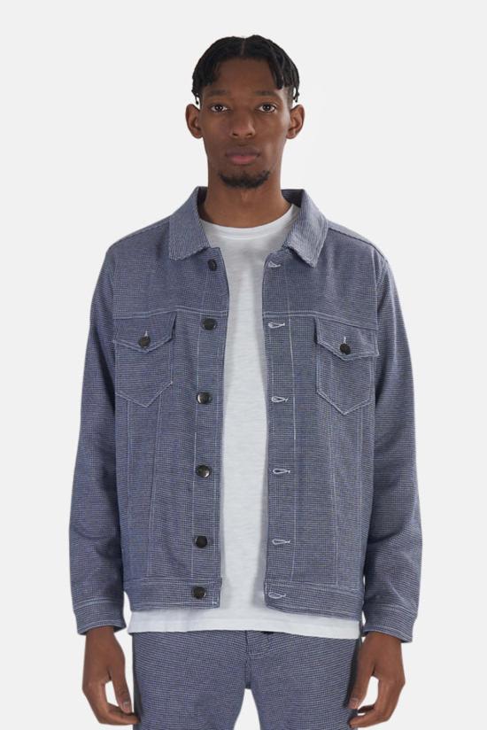  블루&크림 자켓 하운드 투스 재킷 네이비