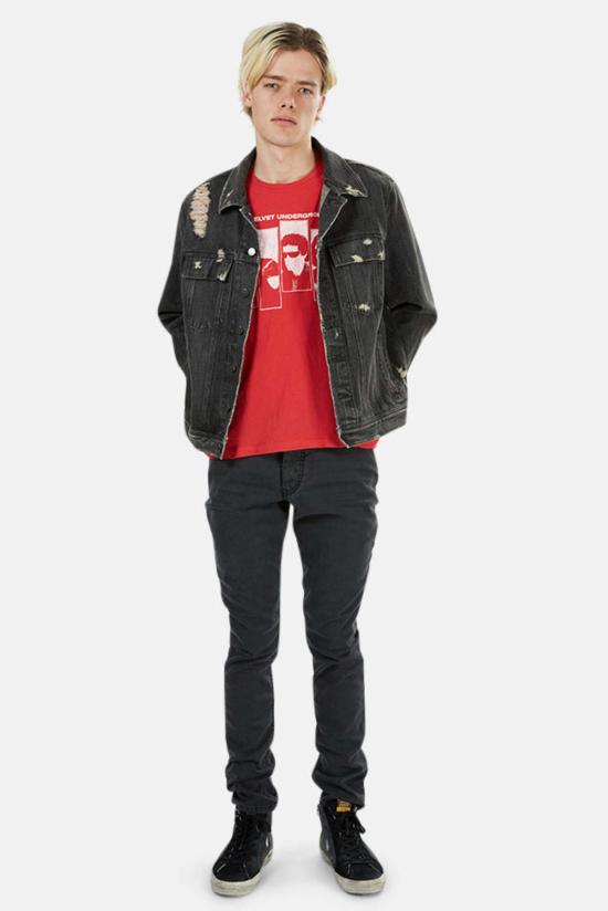  블루&크림 데님 자켓 커스텀 디스트레스 재킷 블랙 - BLUE&CREAM