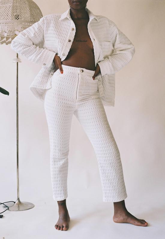  Aniela Parys 스트레이트 팬츠 칼립소 와플 팬츠 아이보리 - OTHER BRANDS