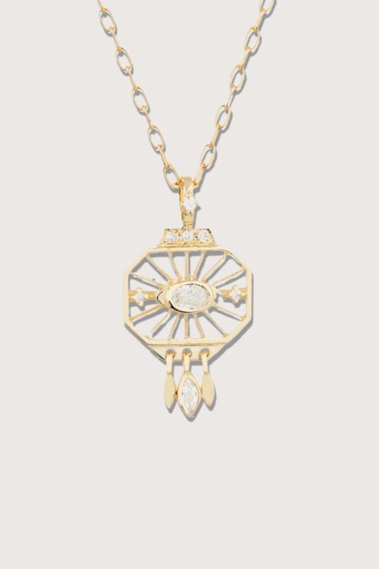  Celine Daoust 목걸이/팬던트 셀린 다우스트 넥 오픈 플레이트 오벌 다이아몬드 프린지 네크리스