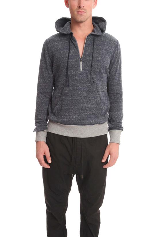  Blue&Cream 후드 티셔츠 블루&크림 1/4 지퍼 후드 네이비