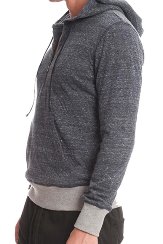  Blue&Cream 후드 티셔츠 블루&크림 1/4 지퍼 후드 네이비 - BLUE&CREAM