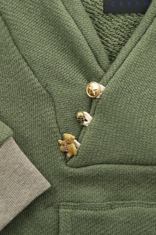  [키즈] 블루&크림 풀오버 키즈  숄넥 사파리 스웨트셔츠 영 올리브 - BLUE&CREAM