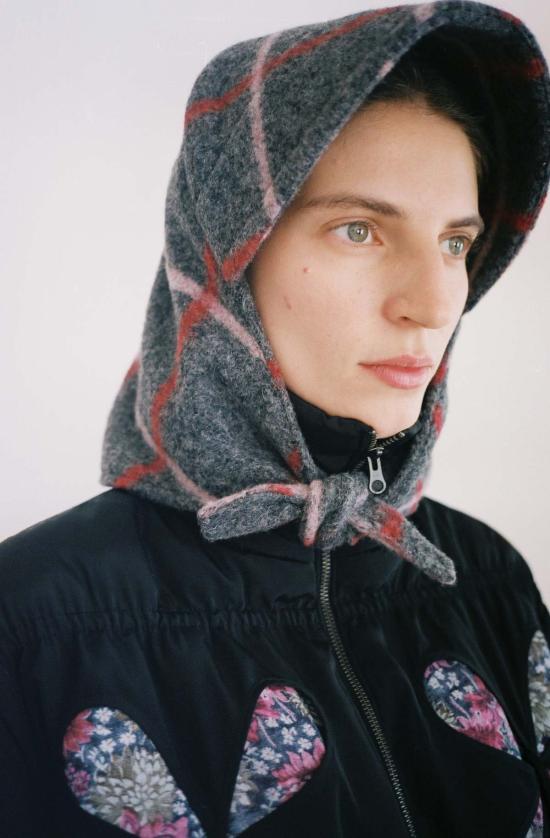  클라이드 바라클라바 보닛 헤더 그레이/핑크 플레드 - CLYDE