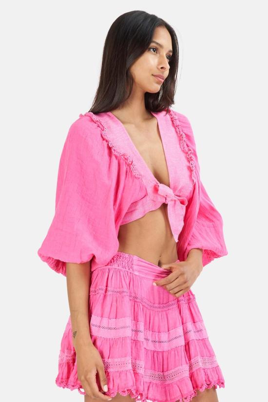  Sunday Saint-Tropez 후드 티셔츠 선데이 생트로페 카멜리아 탑 핑크 - SUNDAY SAINT-TROPEZ