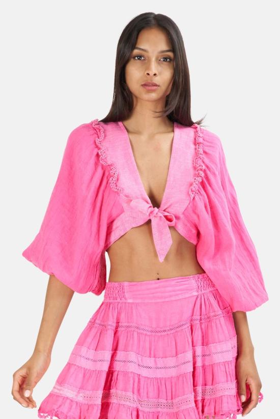  Sunday Saint-Tropez 후드 티셔츠 선데이 생트로페 카멜리아 탑 핑크