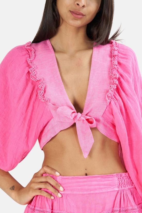  Sunday Saint-Tropez 후드 티셔츠 선데이 생트로페 카멜리아 탑 핑크 - SUNDAY SAINT-TROPEZ