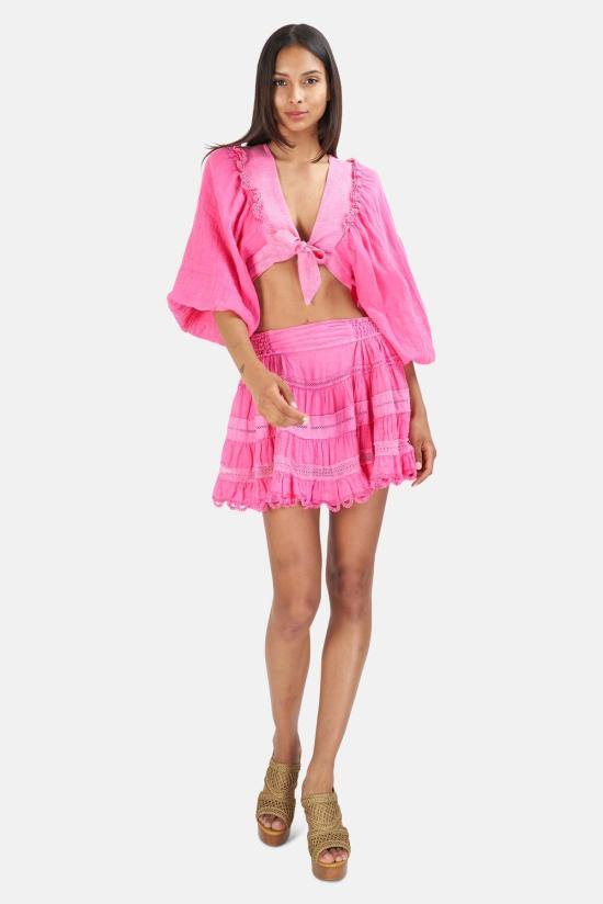  Sunday Saint-Tropez 후드 티셔츠 선데이 생트로페 카멜리아 탑 핑크 - SUNDAY SAINT-TROPEZ