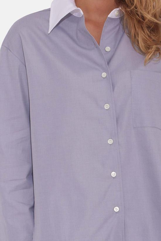  The Tile Club 후드 티셔츠 타일 클럽 릴리 팝린 보이프렌드 셔츠 그레이/화이트 칼라 - THE TILE CLUB