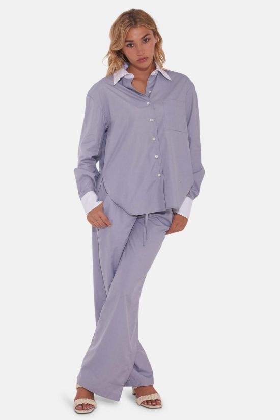  The Tile Club 후드 티셔츠 타일 클럽 릴리 팝린 보이프렌드 셔츠 그레이/화이트 칼라 - THE TILE CLUB