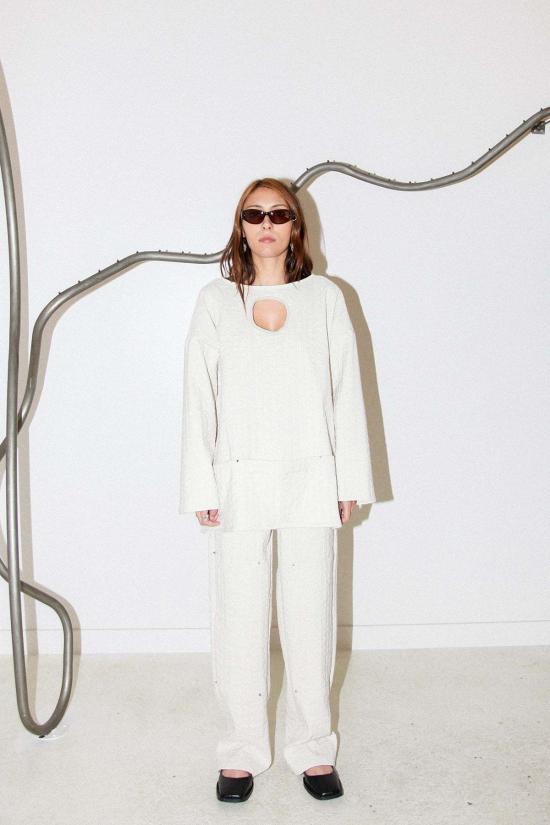  케이코 스트레이트 팬츠 Kk Co Thorned Double Knee 팬츠 에크루 - KKCO