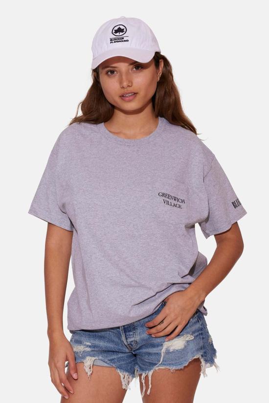  블루&크림 반팔 티셔츠 그리니치 빌리지 포켓 티 그레이