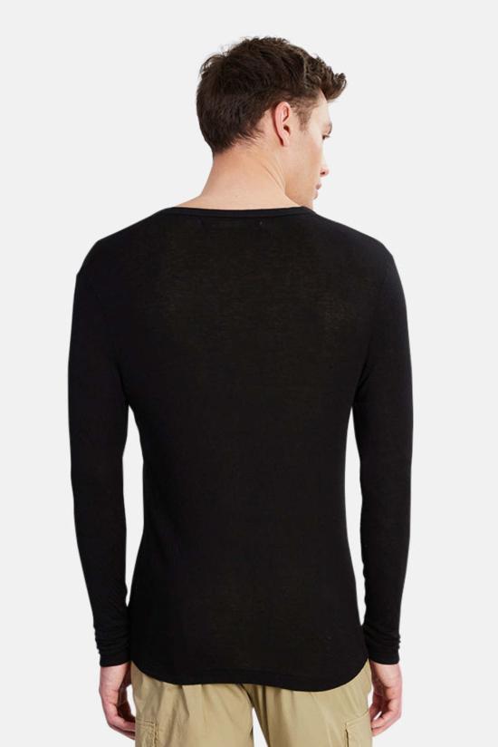  브룸 긴팔 티셔츠 V/Room 롱슬리브 더블거즈 V넥 블랙 - V::ROOM