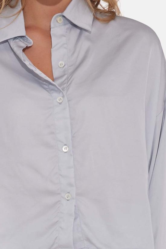  The Tile Club 후드 티셔츠 타일 클럽 로라 크롭 새틴 셔츠 실버 블루 - THE TILE CLUB