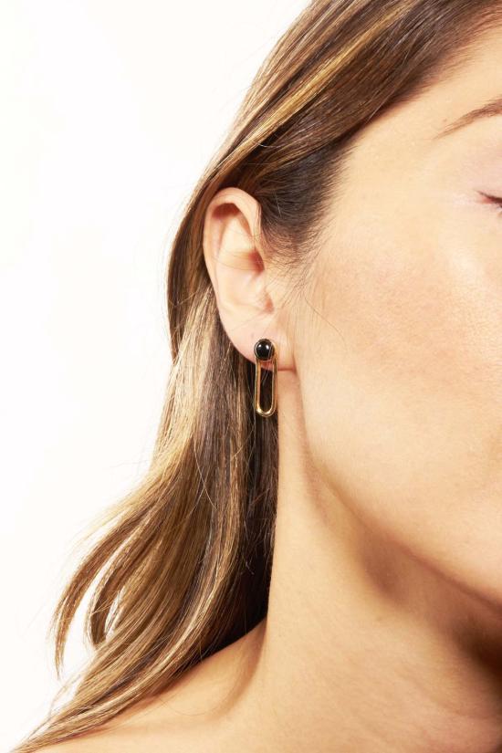  오데뜨 뉴욕 이어링 오데트 뉴욕 오라 스터드  블랙 오닉스/재활용 황동 - ODETTE NEW YORK