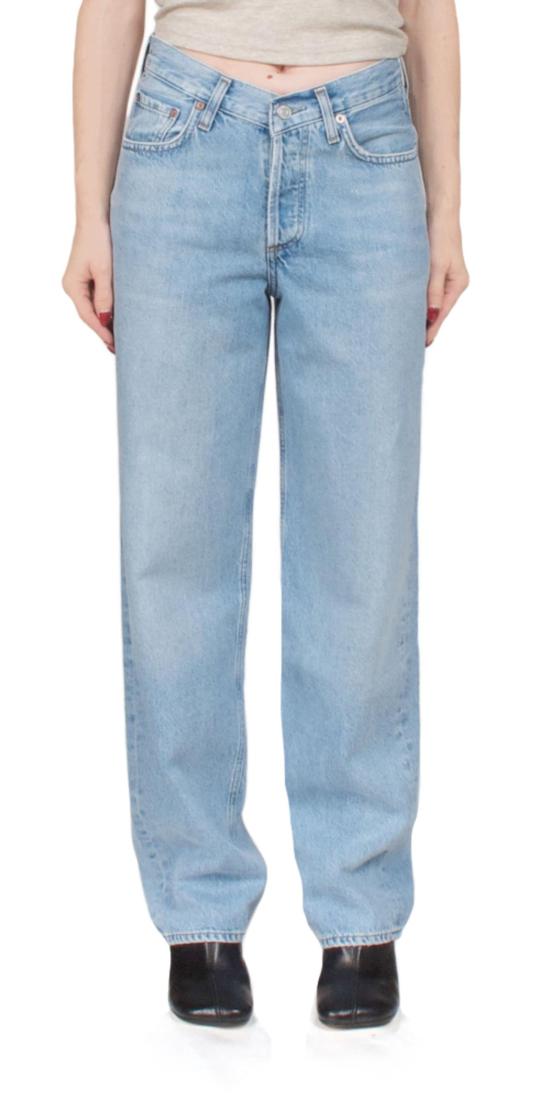  에이골디 데님 팬츠 아골드 V웨이스트 배기진 프리베일