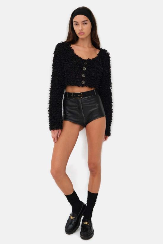  포러브앤레몬스 스웨터 For Love & Lemons June 크롭 스웨터 블랙 - FOR LOVE & LEMONS