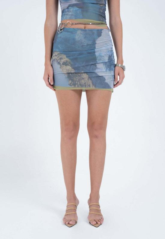  아서 숏 스커트 더블 메시 미니 스커트 리버