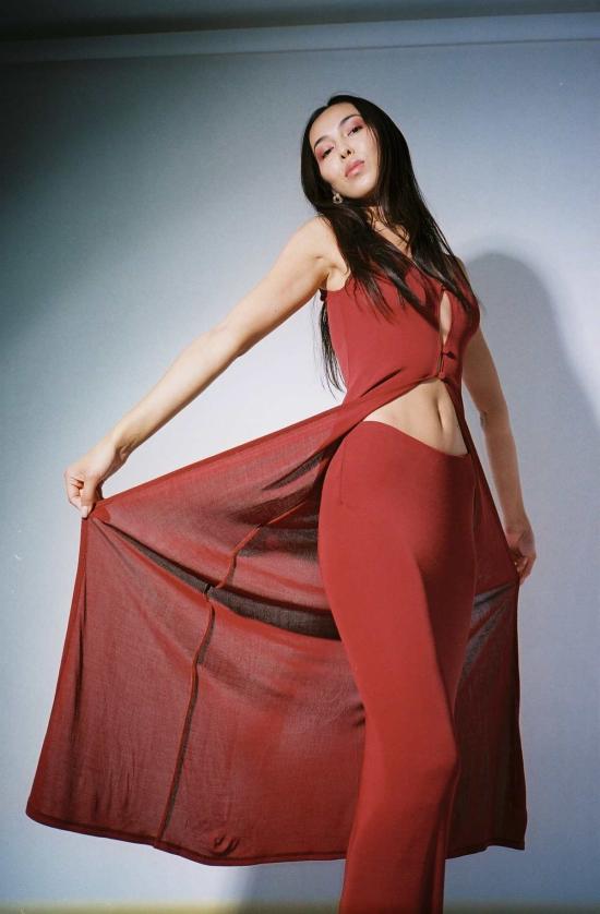  패리스 조지아 튜닉 파리 조지아 오버 싱글렛 크림슨