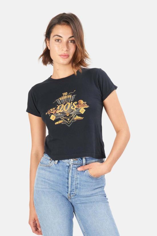  블루&크림 반팔 티셔츠 로어링 20s 티셔츠 블랙