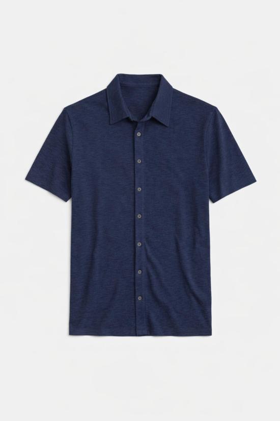  Blue&Cream 반팔 셔츠 블루&크림 반팔 버튼다운 슬럽 저지 네이비