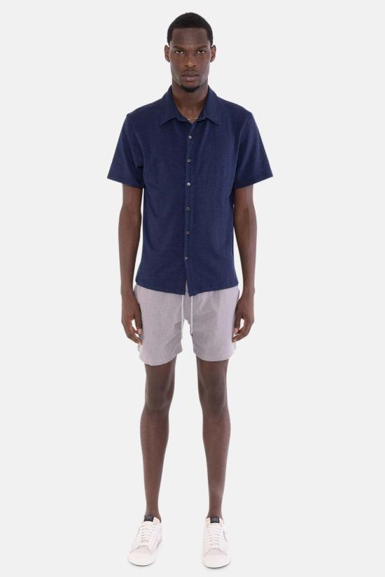  Blue&Cream 반팔 셔츠 블루&크림 반팔 버튼다운 슬럽 저지 네이비 - BLUE&CREAM