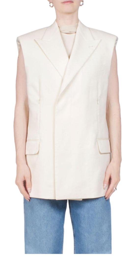  헬무트랭 수트 자켓 헬무트 랭 슬리브리스 카 블레이저 서머 샌드 - HELMUT LANG