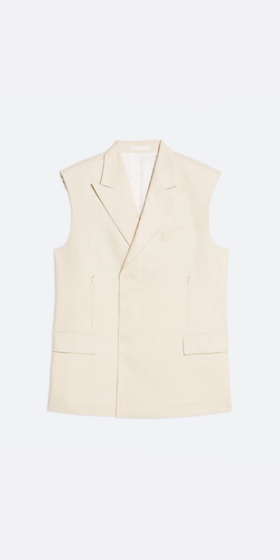  헬무트랭 수트 자켓 헬무트 랭 슬리브리스 카 블레이저 서머 샌드 - HELMUT LANG