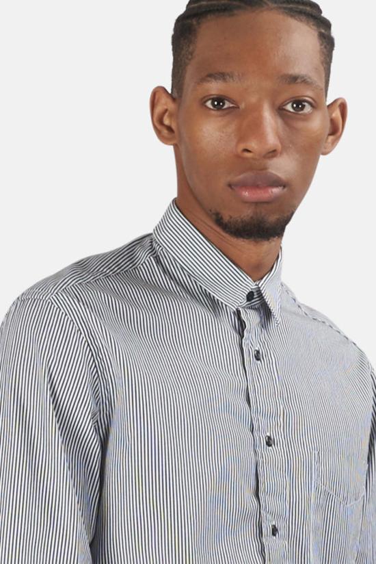  Blue&Cream 긴팔 셔츠 블루&크림 스트라이프 핀포인트 버튼 다운 블랙/화이트 - BLUE&CREAM