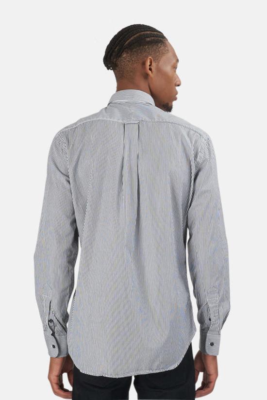  Blue&Cream 긴팔 셔츠 블루&크림 스트라이프 핀포인트 버튼 다운 블랙/화이트 - BLUE&CREAM