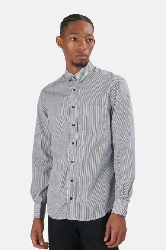  Blue&Cream 긴팔 셔츠 블루&크림 스트라이프 핀포인트 버튼 다운 블랙/화이트 - BLUE&CREAM