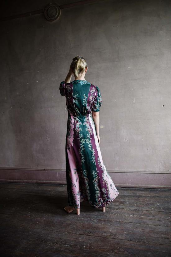  살로니 롱 원피스 Saloni Lea 롱 드레스 스트라이프 Plmt - SALONI