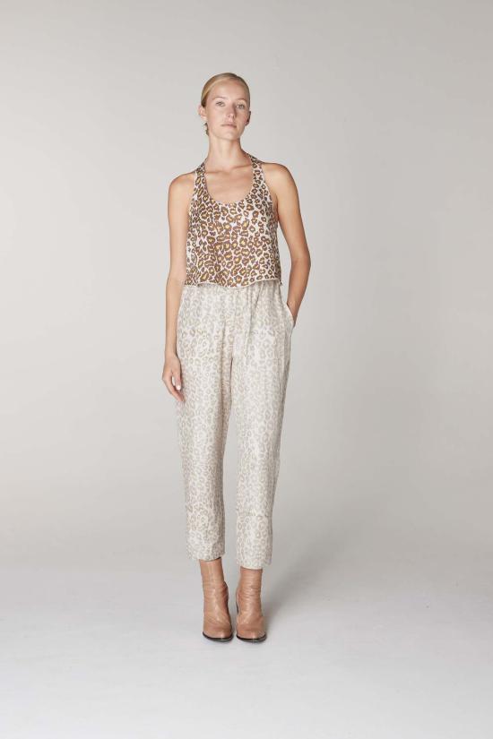  라쿠엘 알레그라 민소매 티셔츠 라켈 알레그라 하나이 탱크 레오파드 프린트