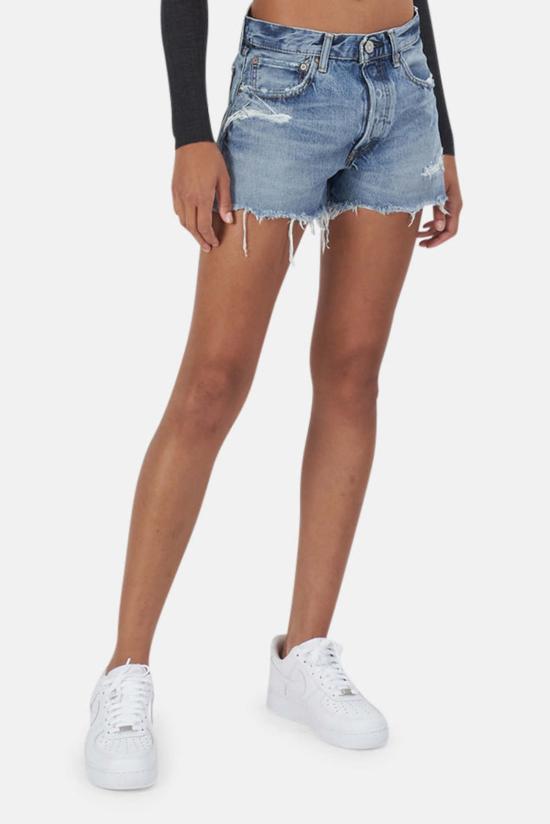  마우지 데님 숏팬츠 Moussy Packard 반바지 블루 - MOUSSY