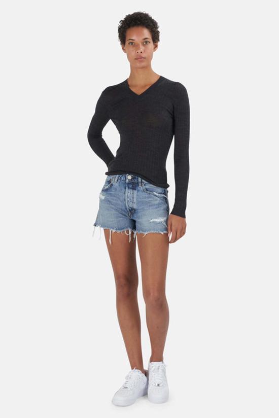  마우지 데님 숏팬츠 Moussy Packard 반바지 블루 - MOUSSY