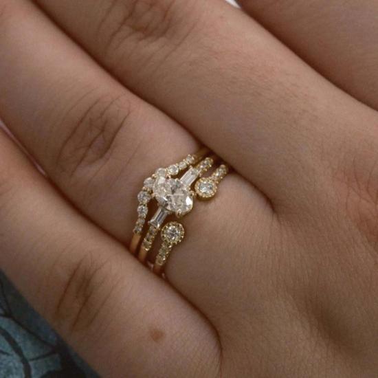  제니 권 디자인스 반지 제니 권, 다이아몬드 베젤 이퀄리브리엄 커프 링 디자인 - JENNIE KWON DESIGNS