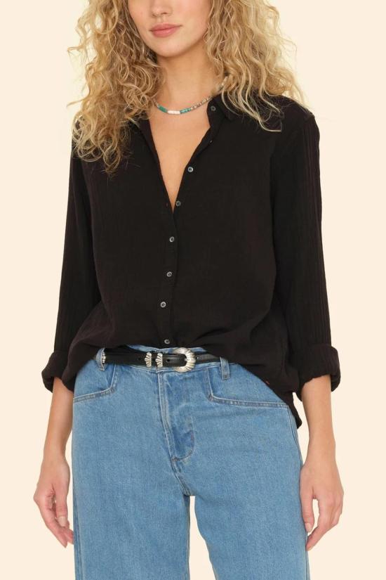  시레나 셔츠 스카우트 거즈 셔츠 블랙 - XIRENA