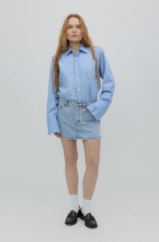  스틸히어 데님 스커트 스틸 히어 뉴욕 홀리 스커트 빈티지 블루