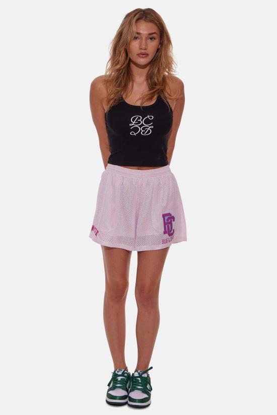  블루&크림 숏팬츠 여성용 메시 반바지 소프트 핑크