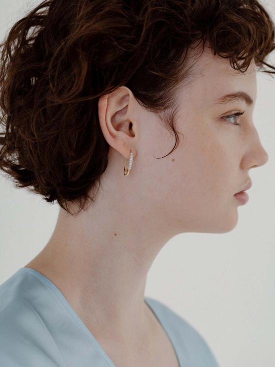  로렌 스튜어트 이어링 프렌드십 안전핀  14k 옐로우 골드