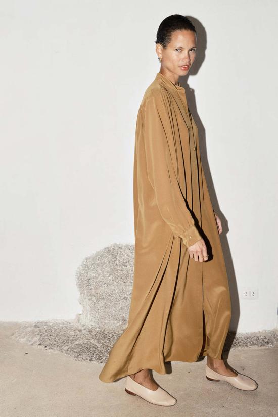  다두라 롱 원피스 흰독말풀 바벨 카프탄 탄 - DATURA